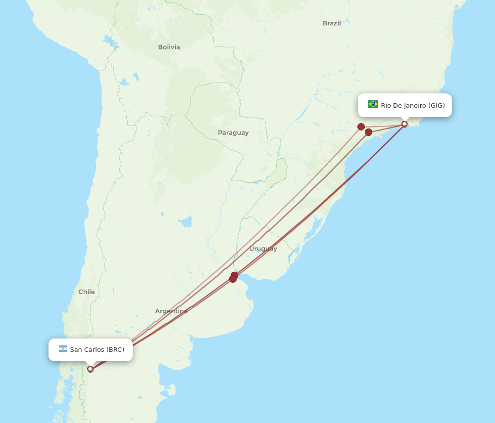 GIG-BRC flight routes