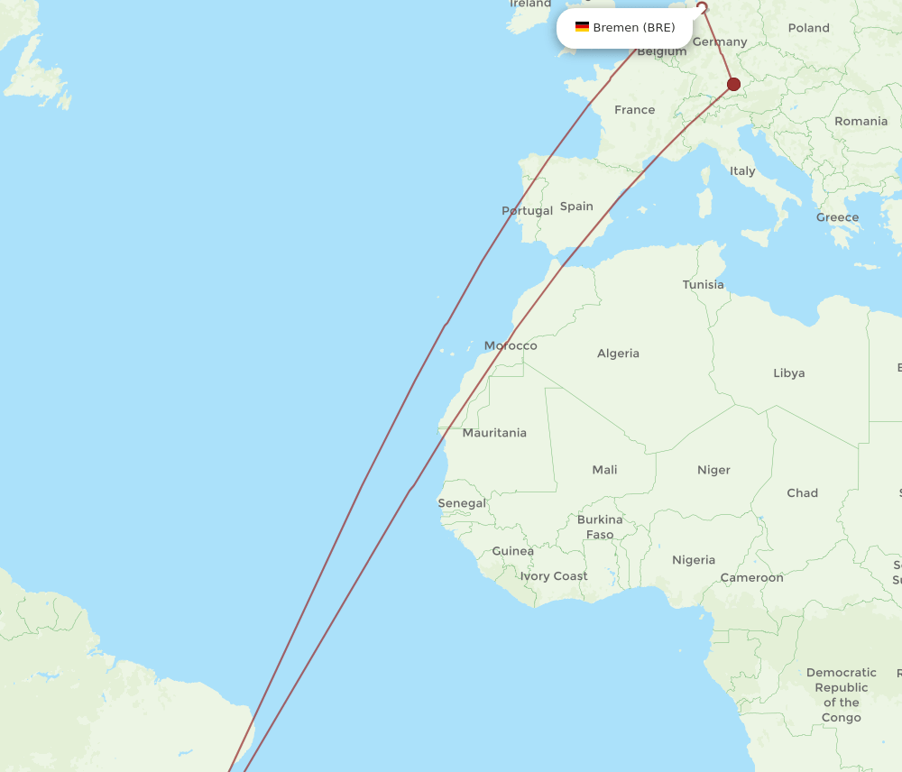 GIG-BRE flight routes
