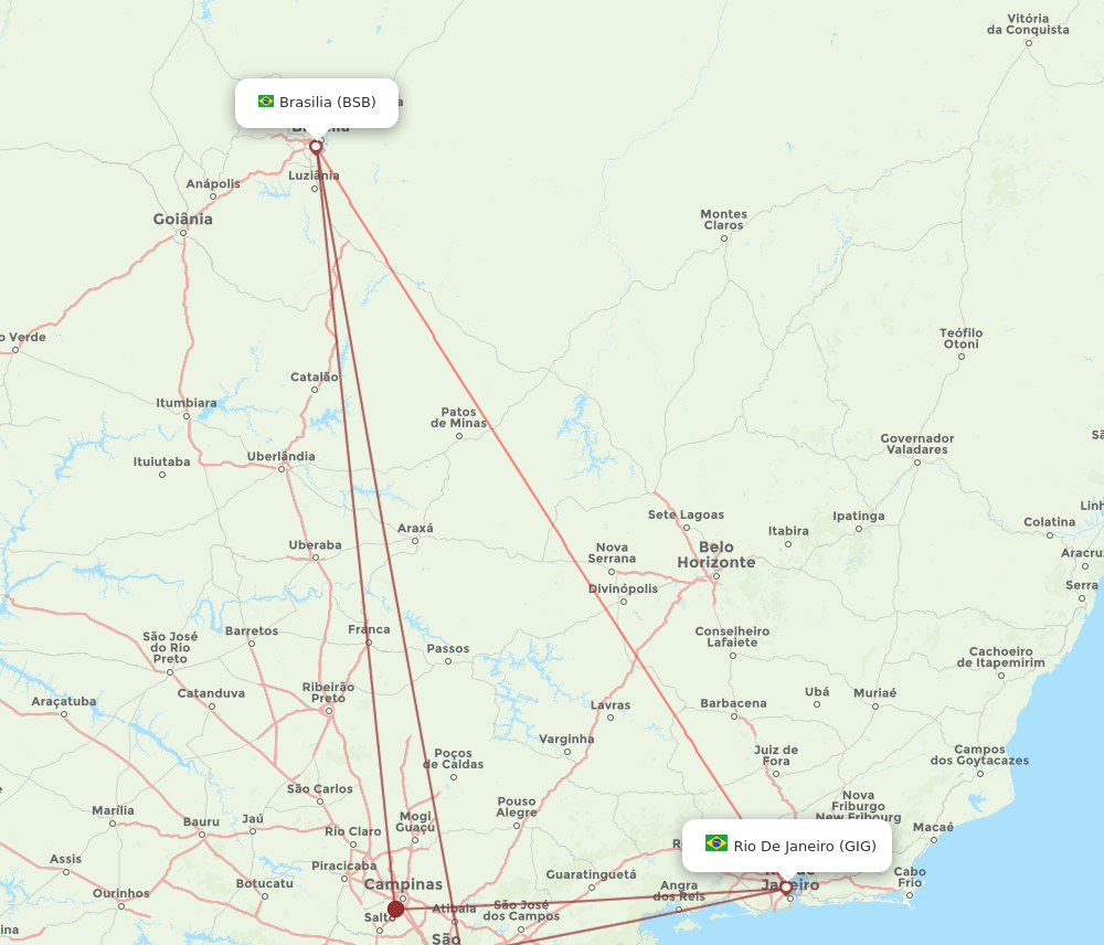GIG-BSB flight routes