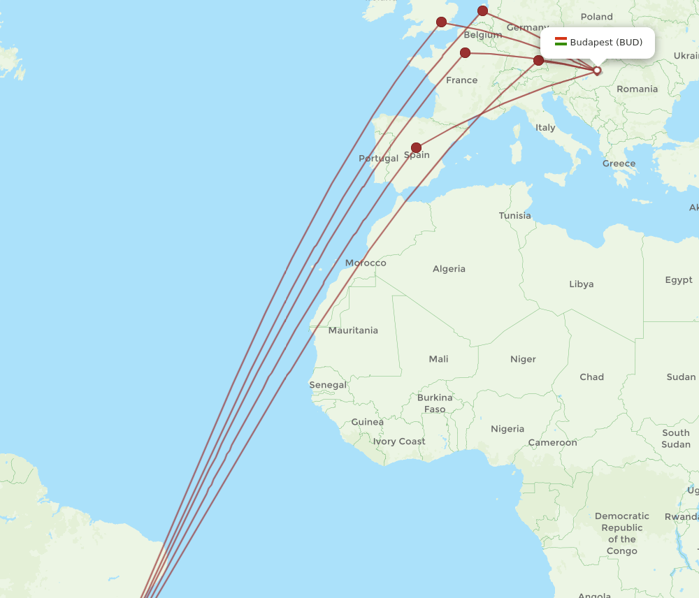 GIG-BUD flight routes