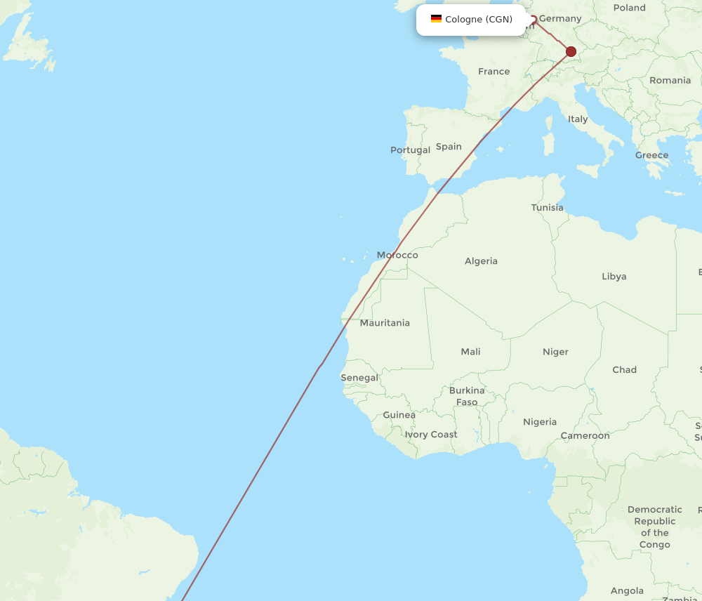 GIG-CGN flight routes