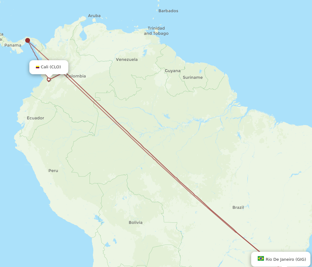 GIG-CLO flight routes