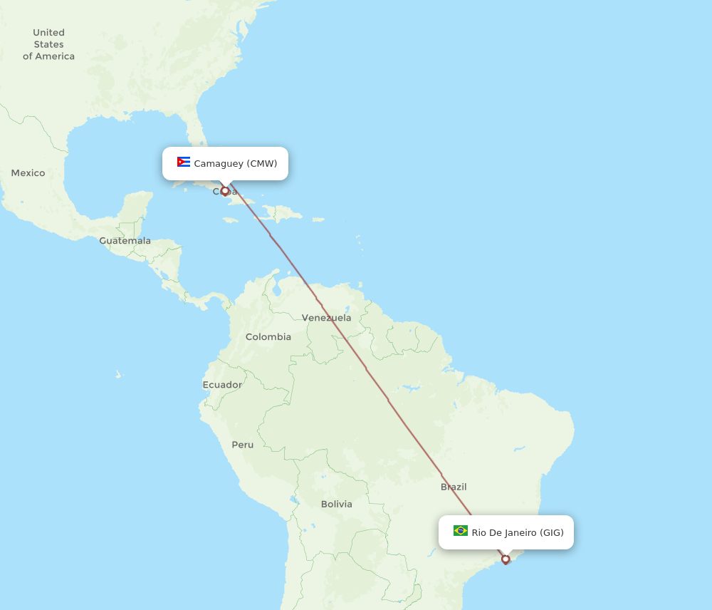 GIG-CMW flight routes
