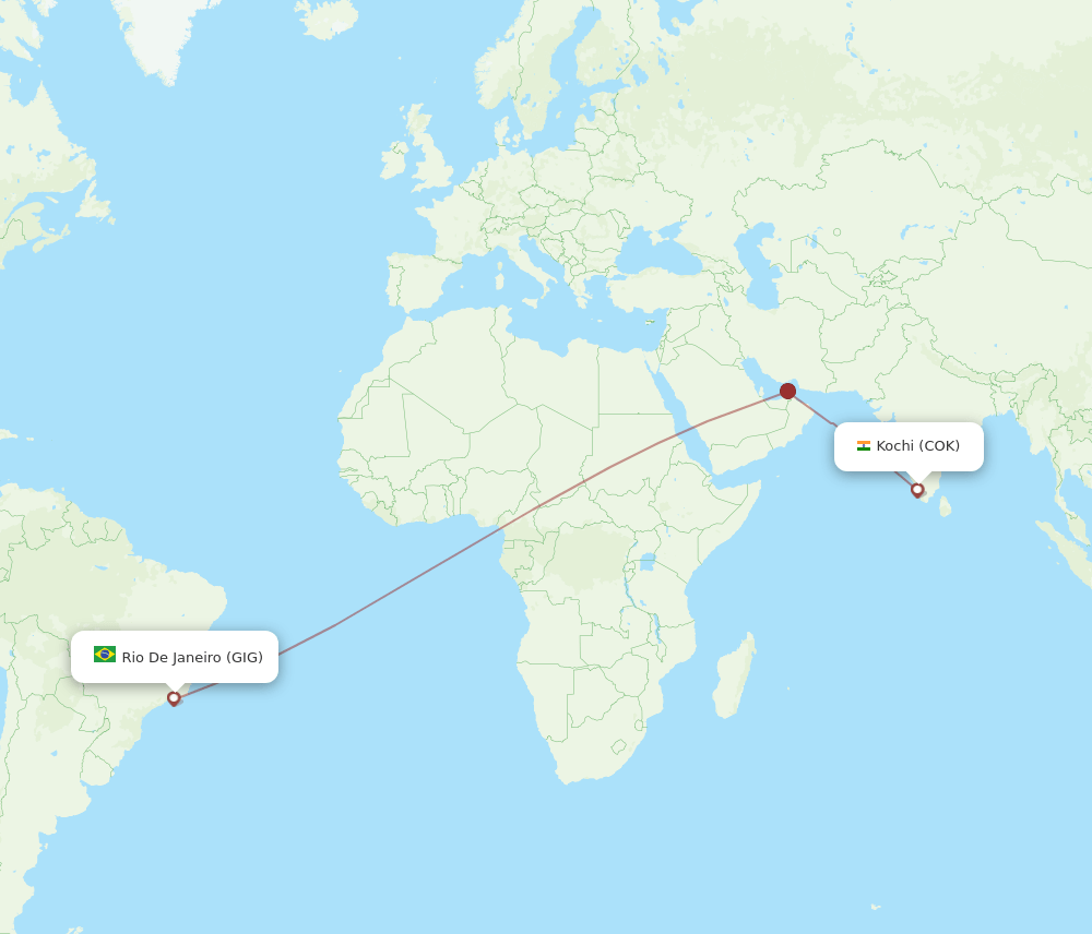 GIG-COK flight routes