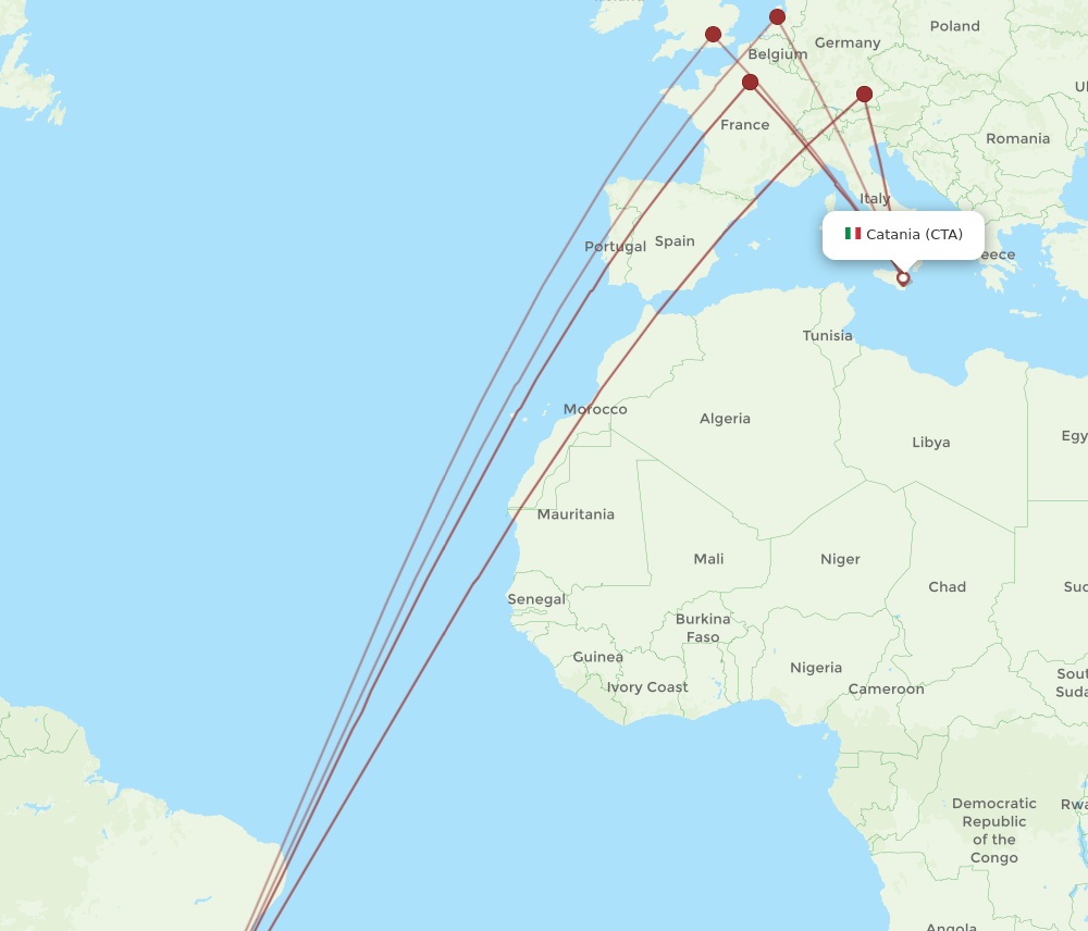 GIG to CTA flights and routes map