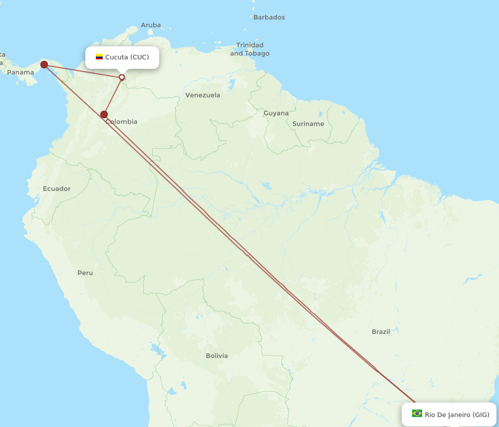 GIG to CUC flights and routes map