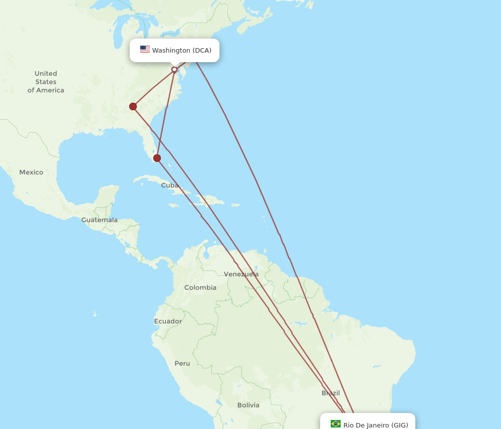 GIG-DCA flight routes