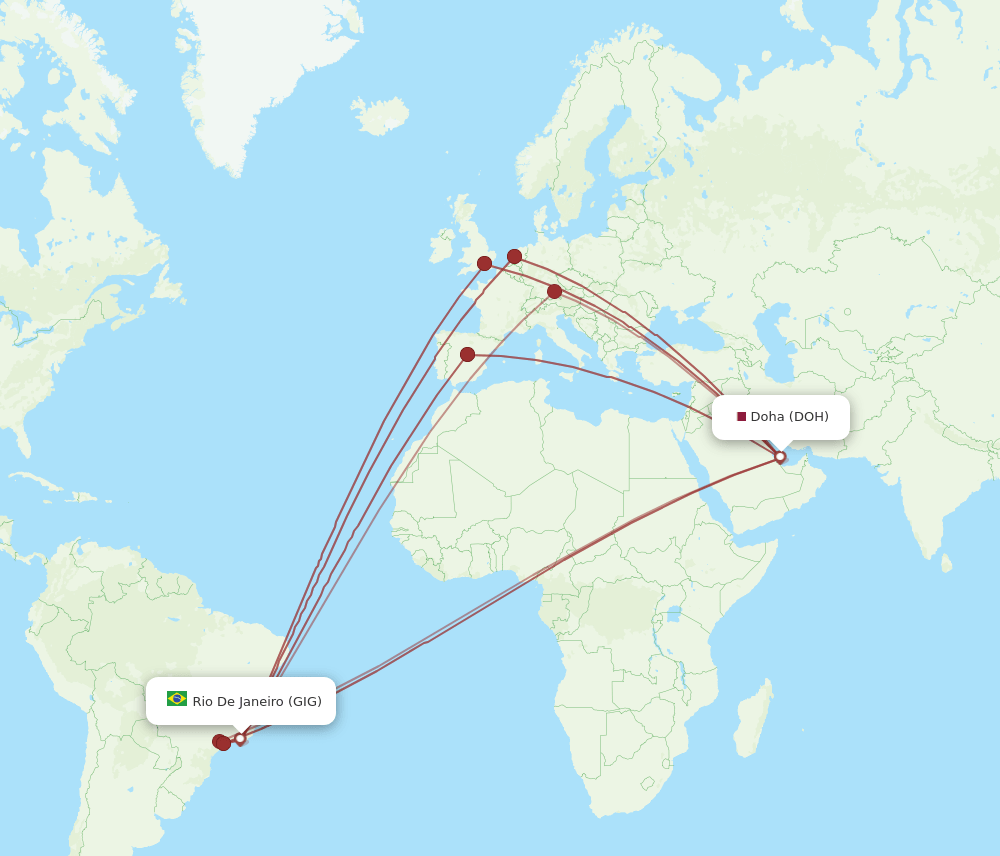 GIG-DOH flight routes