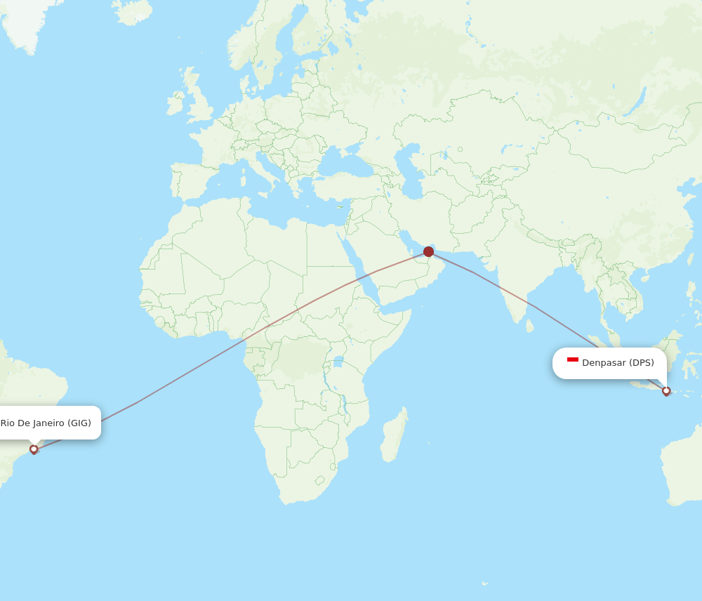 GIG to DPS flights and routes map