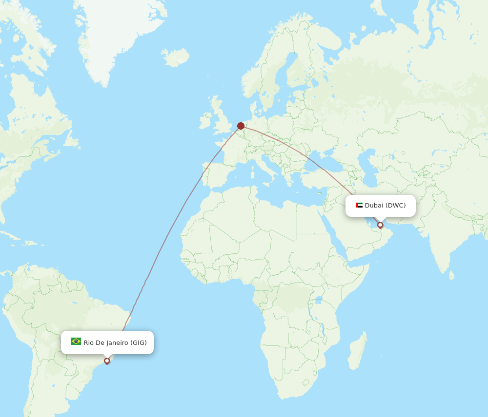 Rio De Janeiro - Dubai route map and flight paths
