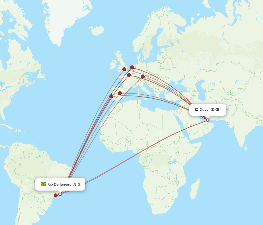 GIG-DXB flight routes