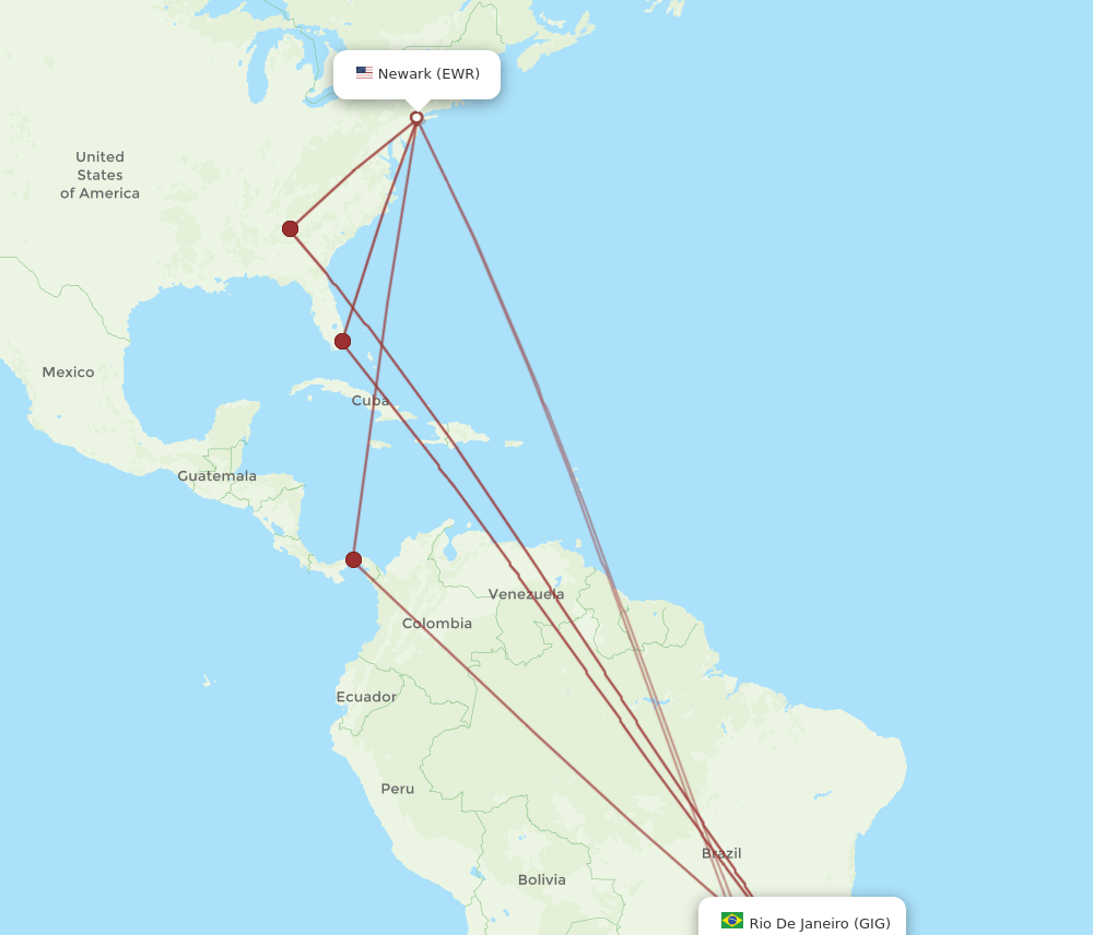 GIG-EWR flight routes