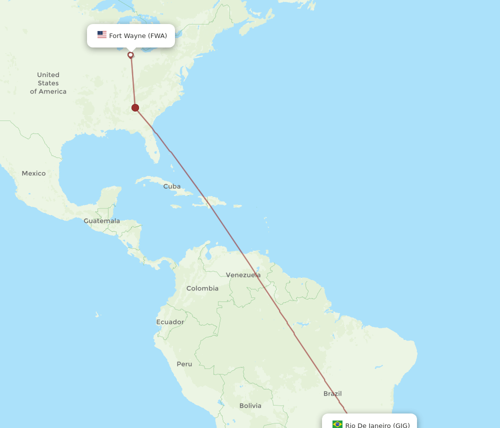 GIG-FWA flight routes