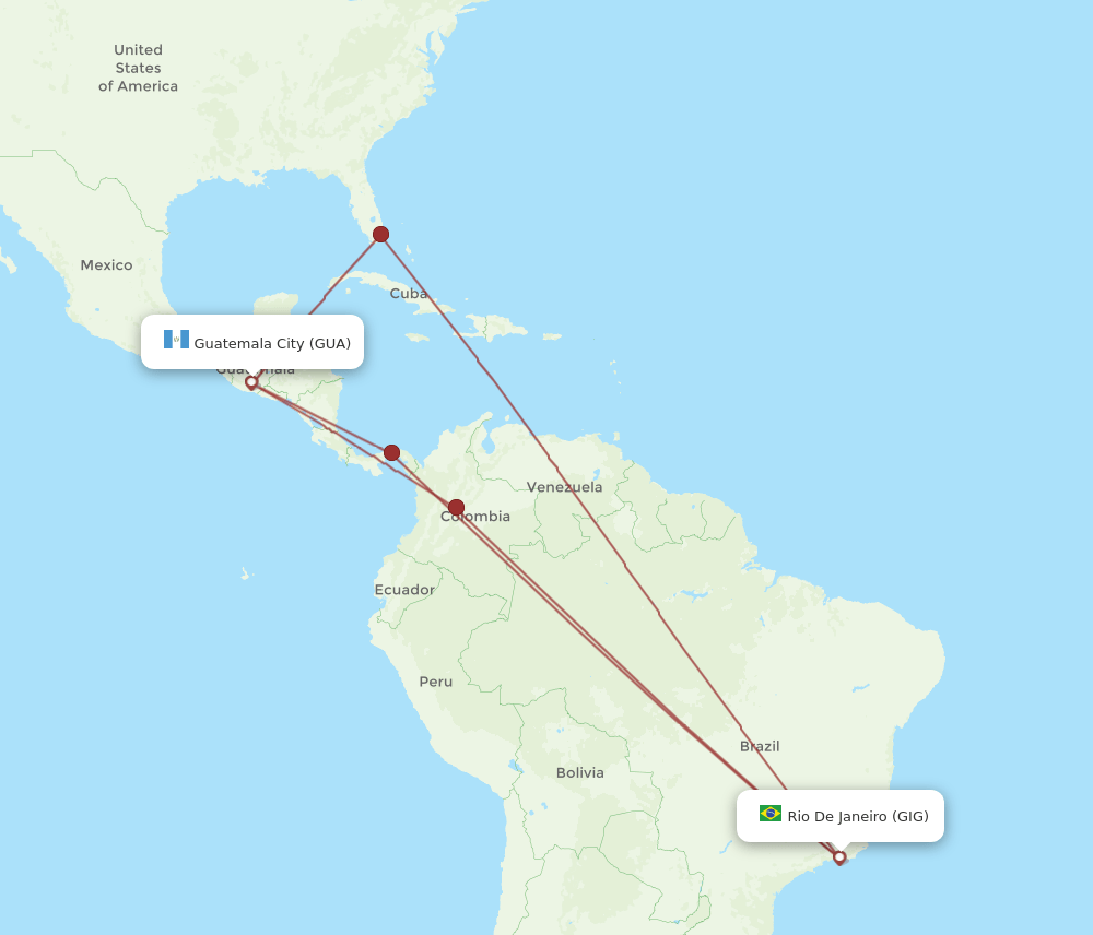 GIG-GUA flight routes