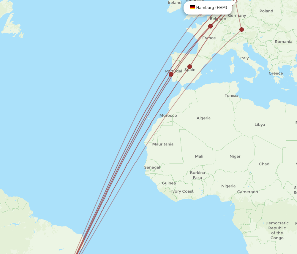 GIG-HAM flight routes