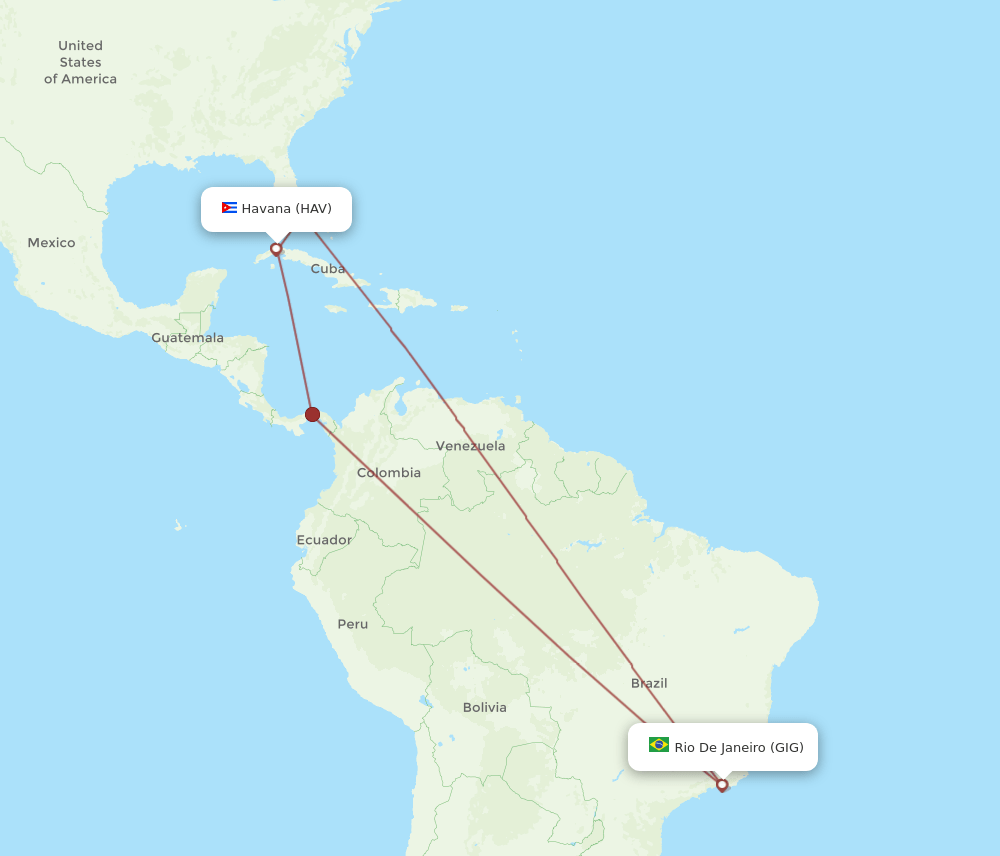 GIG-HAV flight routes