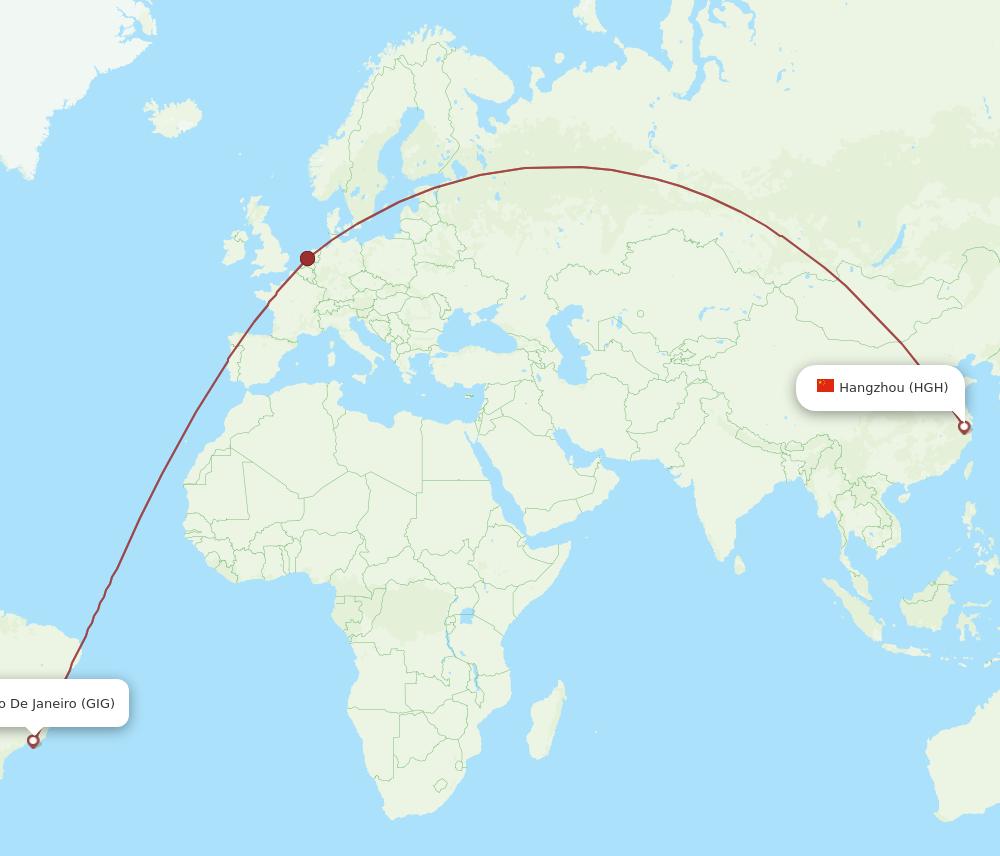 HGH to GIG flights and routes map