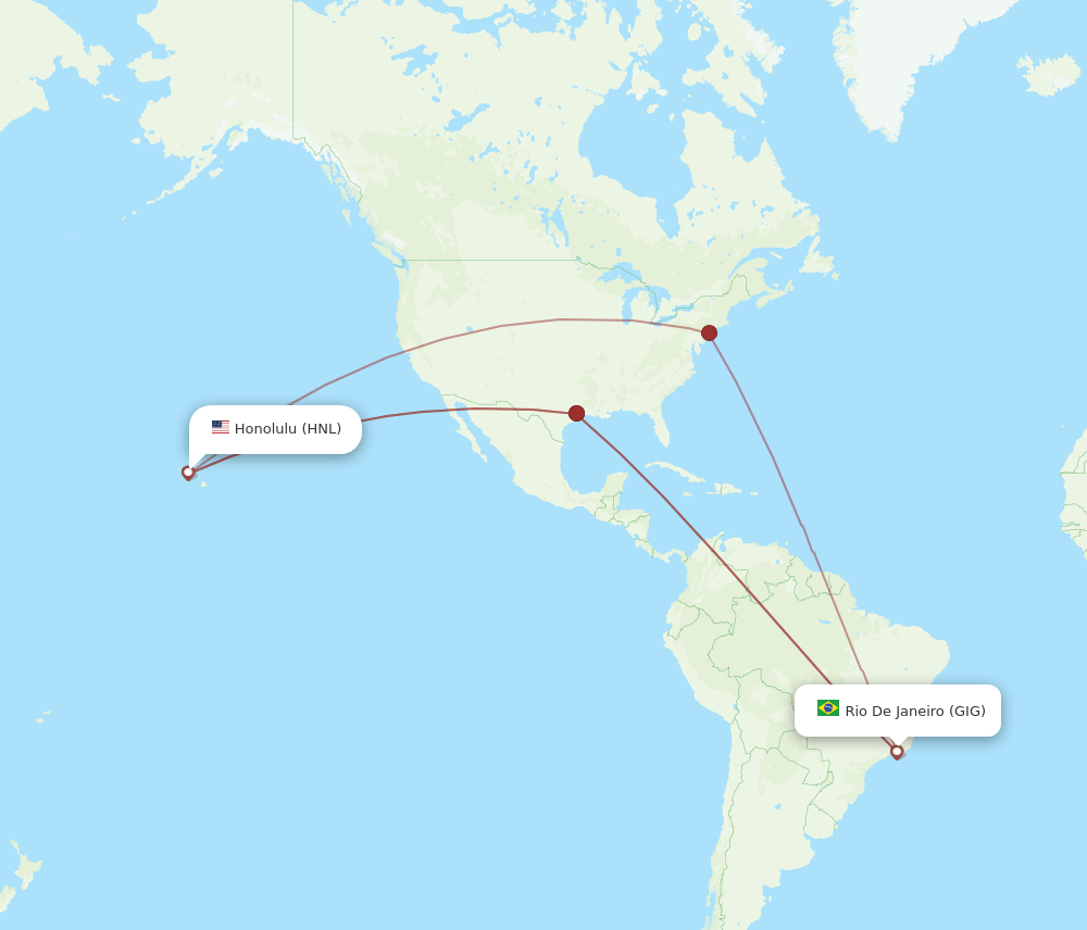 GIG-HNL flight routes