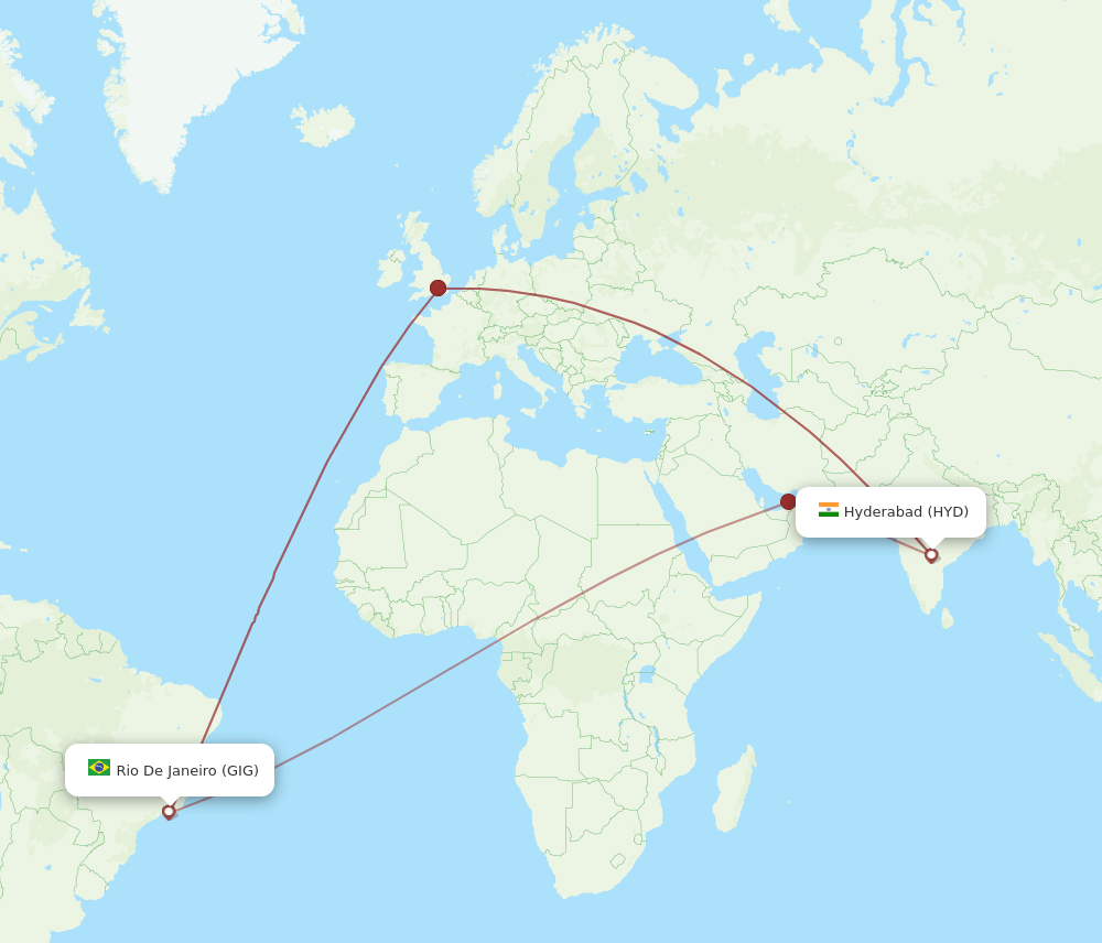 GIG-HYD flight routes