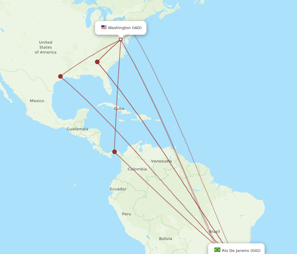 GIG-IAD flight routes