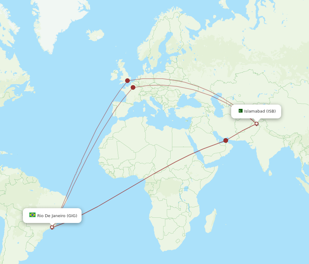 GIG-ISB flight routes