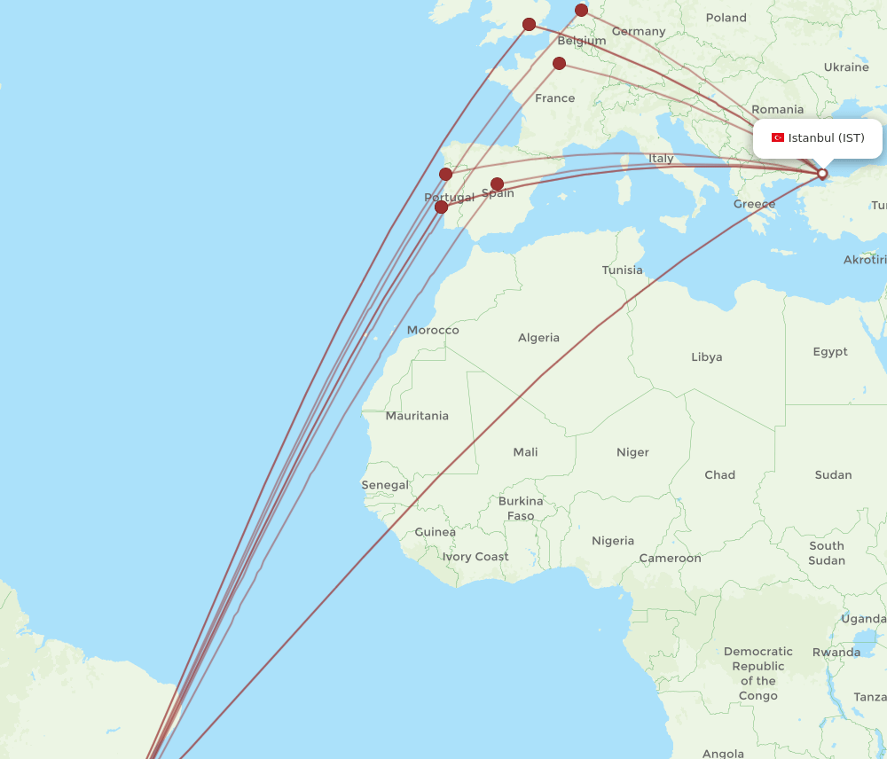 GIG-IST flight routes