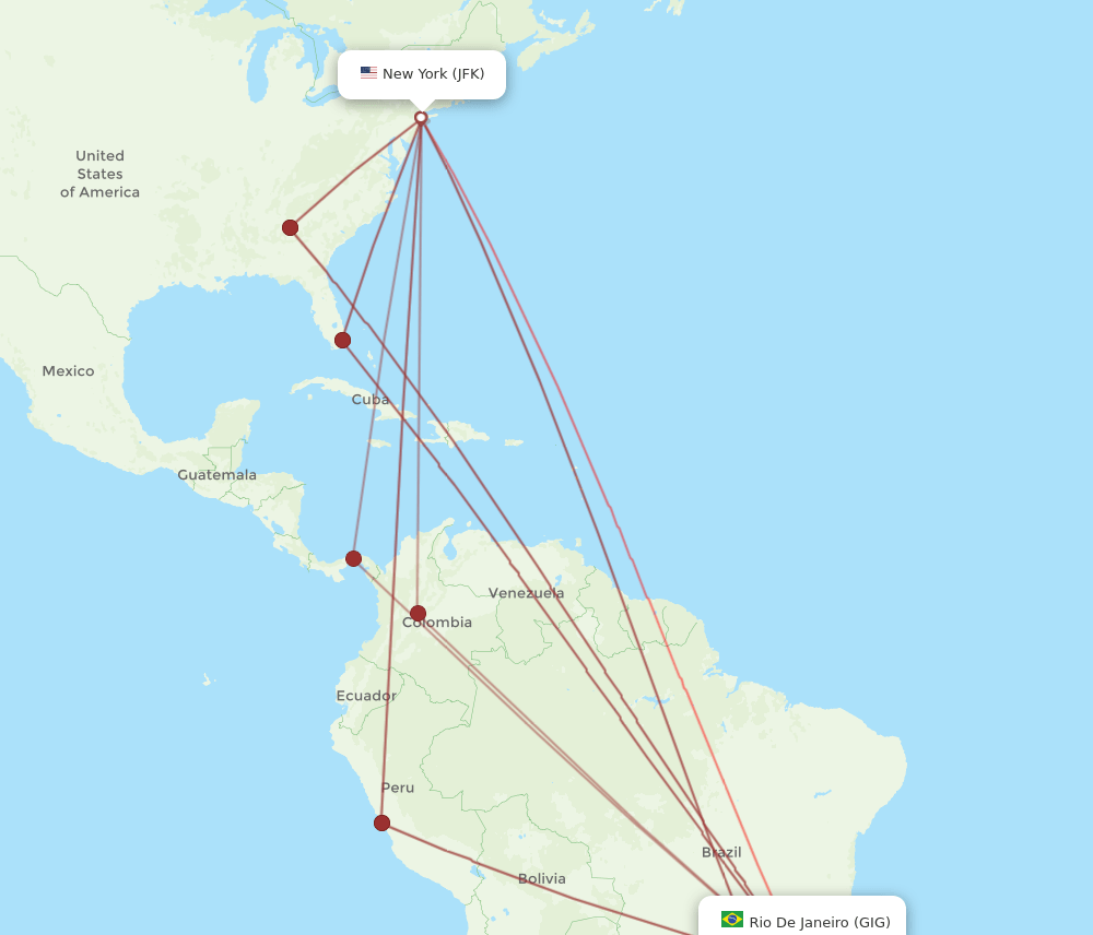 GIG-JFK flight routes