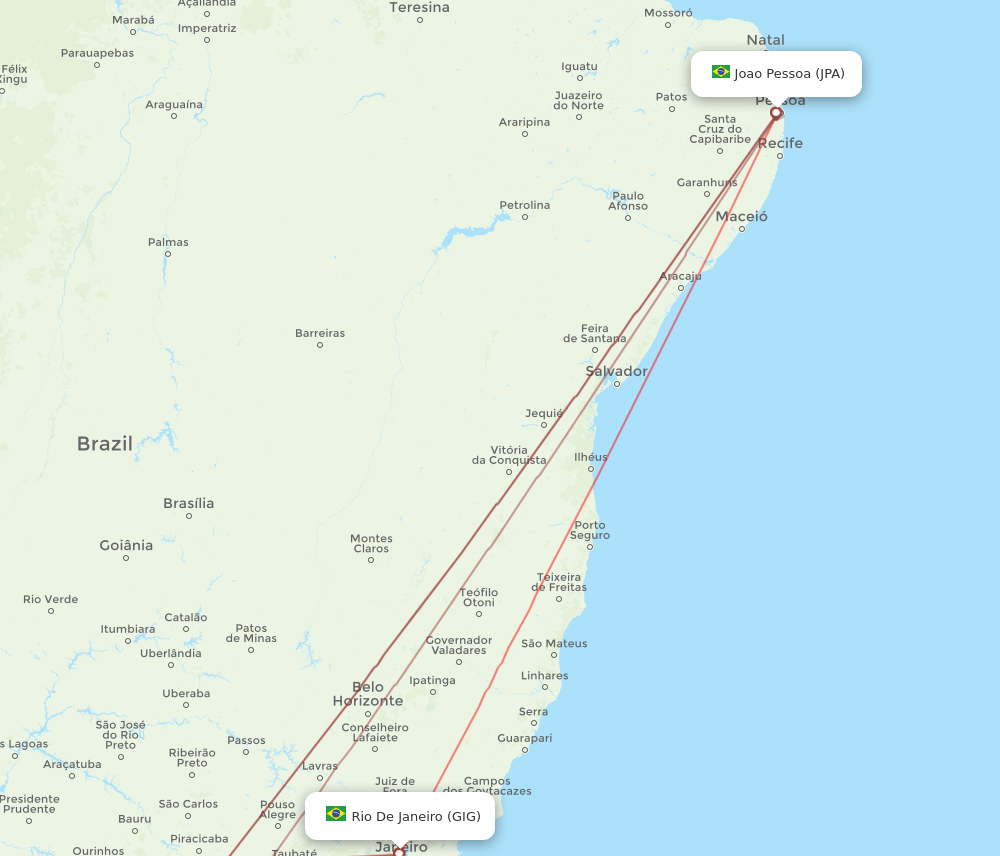 GIG-JPA flight routes