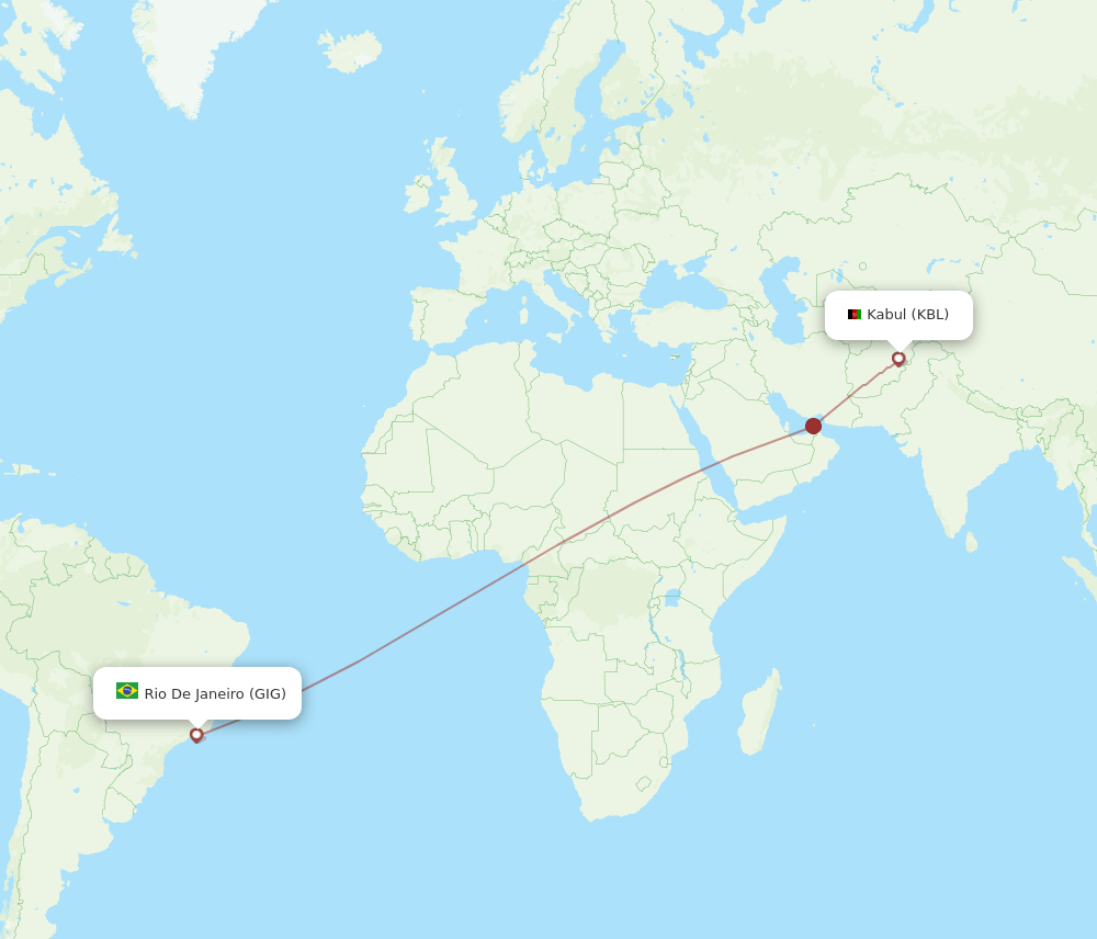 GIG-KBL flight routes