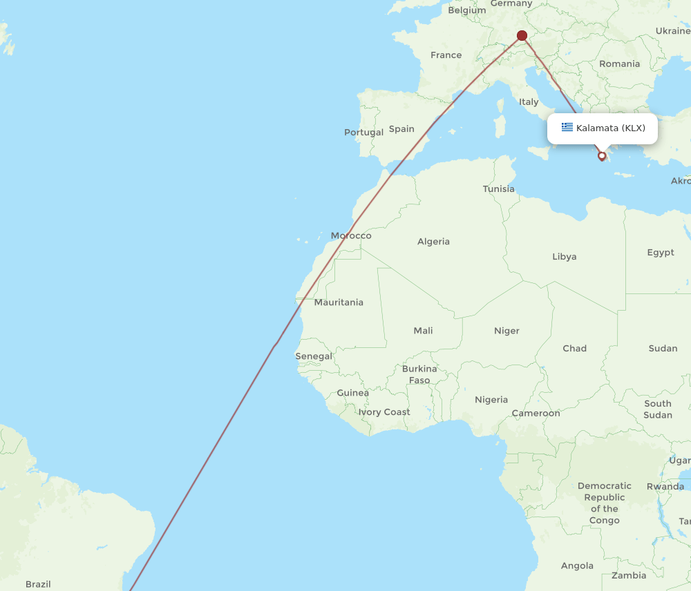 GIG-KLX flight routes