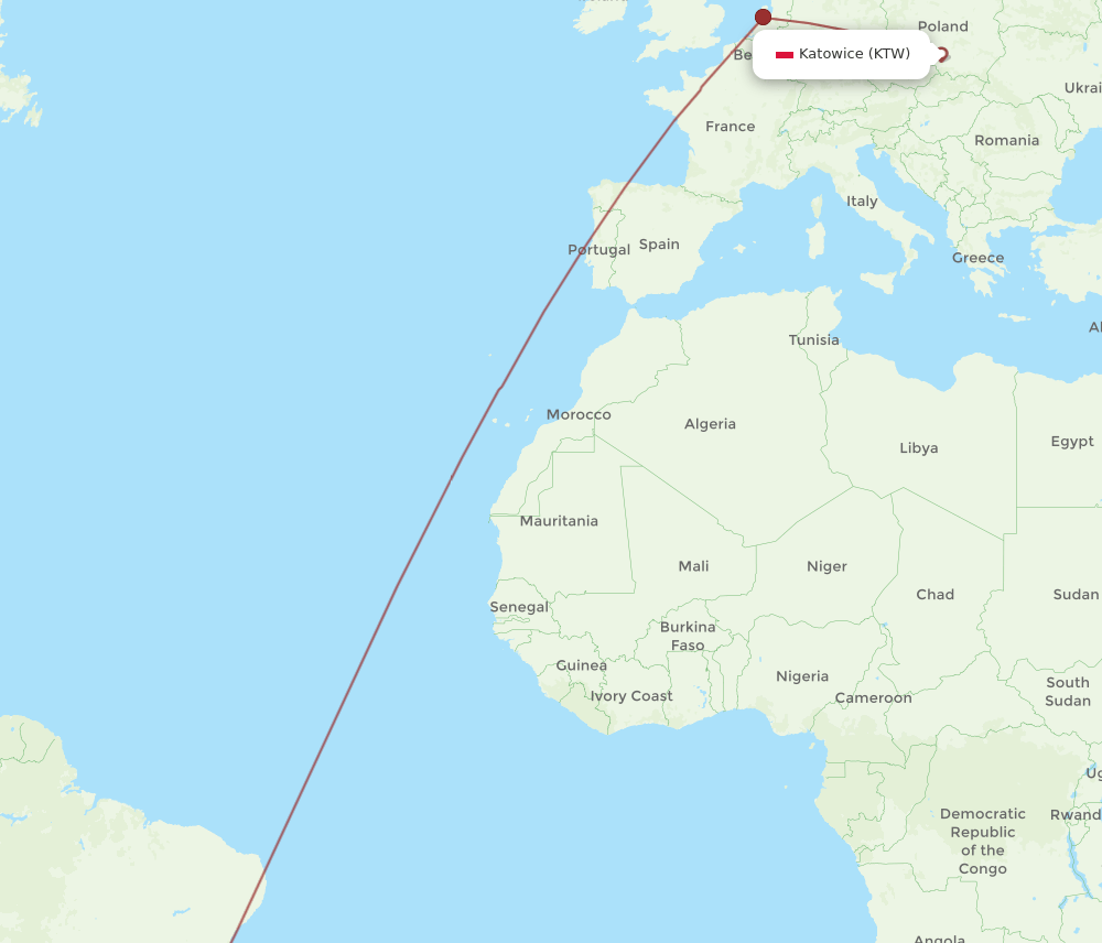 GIG-KTW flight routes