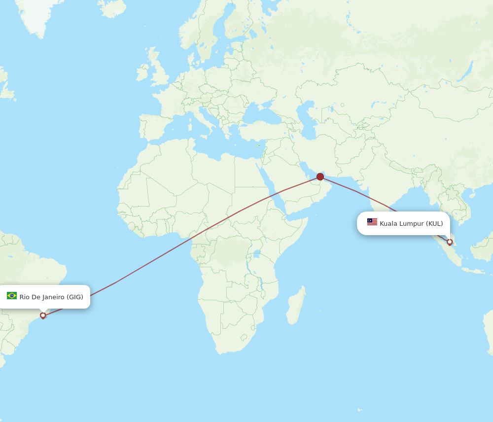 GIG-KUL flight routes