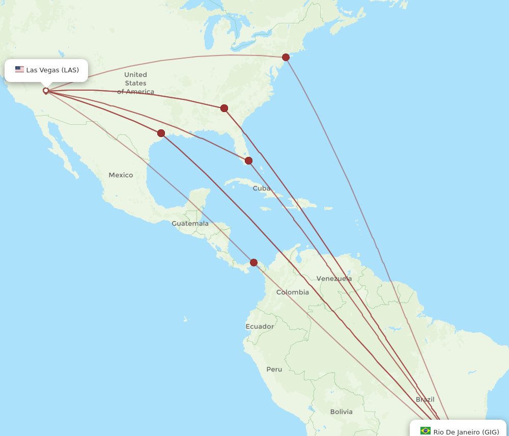 GIG to LAS flights and routes map