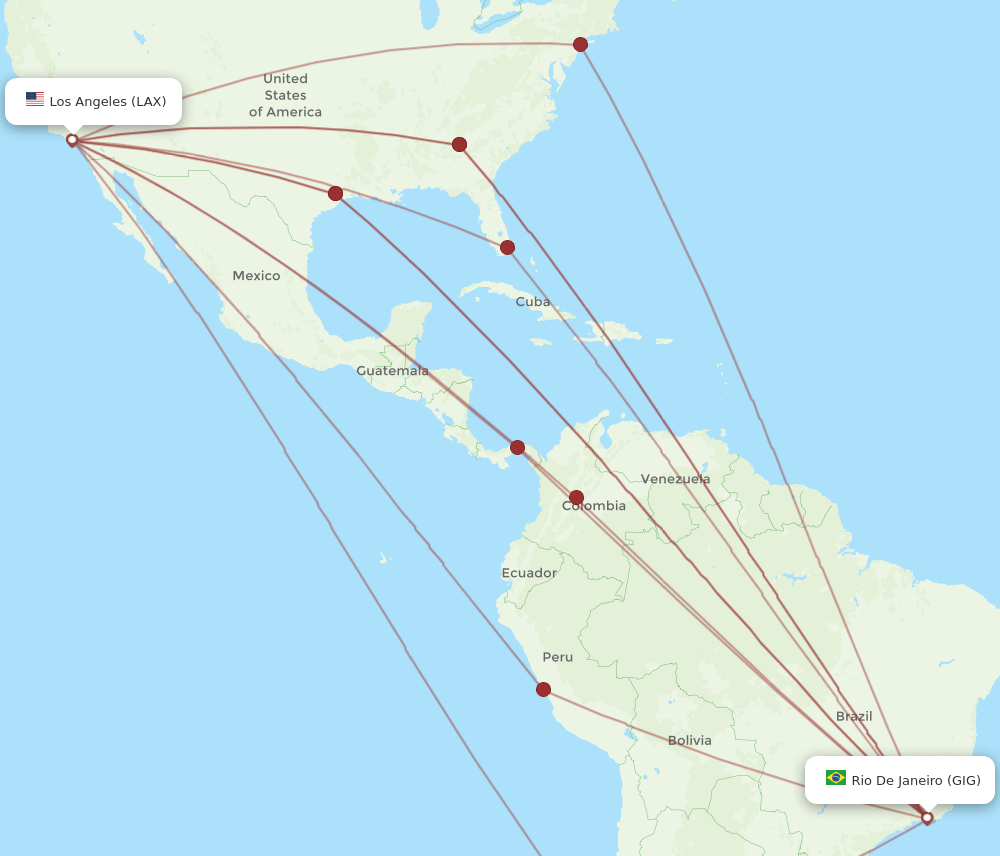 GIG-LAX flight routes
