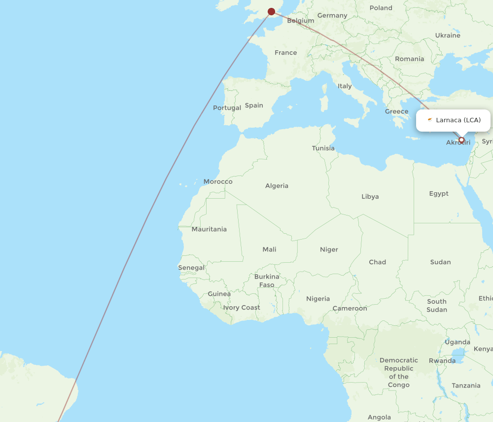 GIG-LCA flight routes