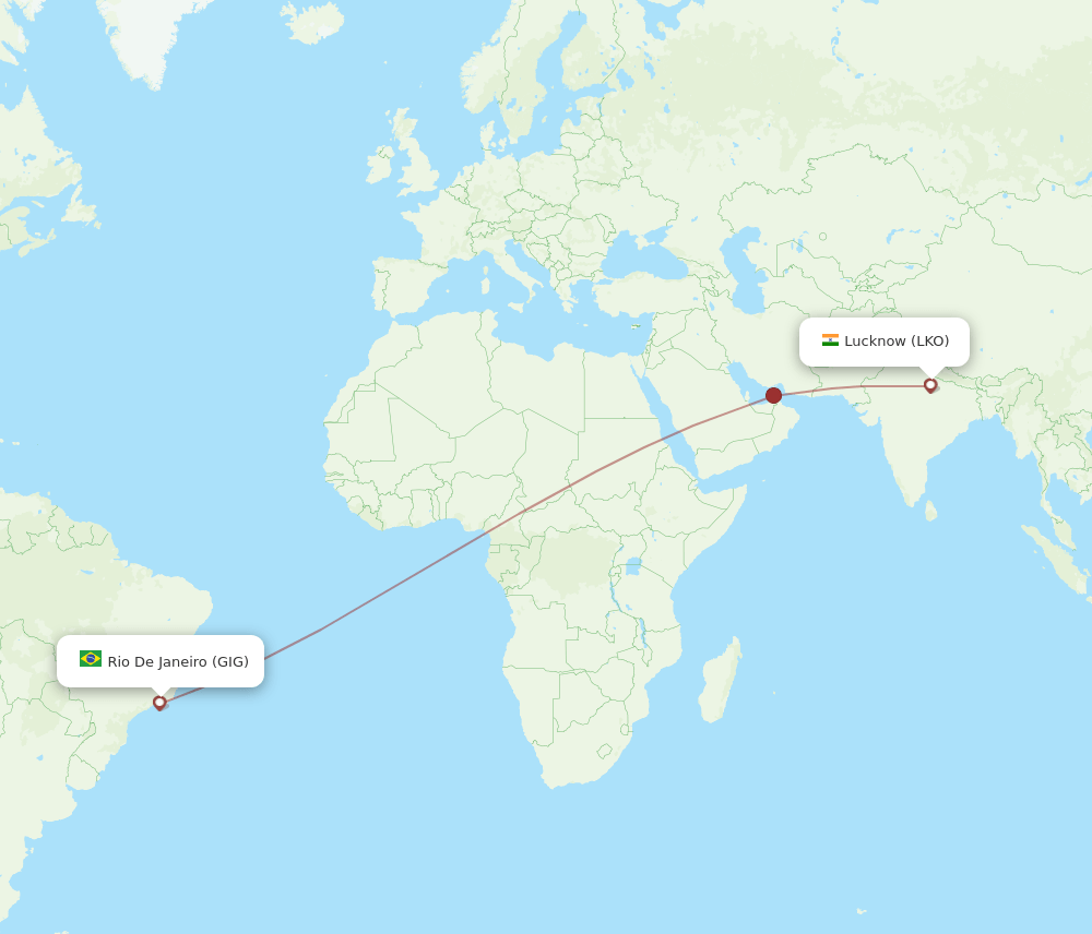 Rio De Janeiro - Lucknow route map and flight paths