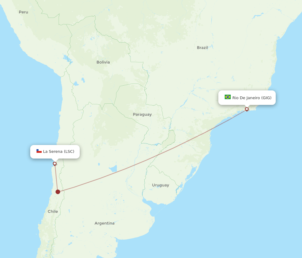 GIG to LSC flights and routes map
