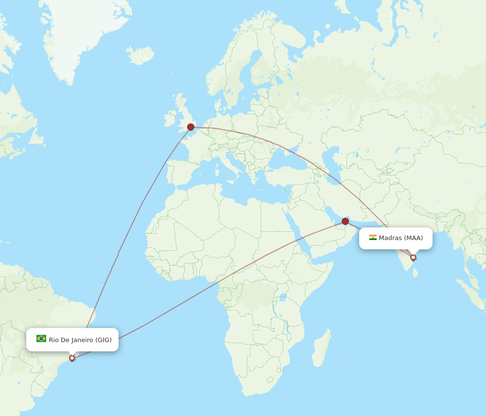 GIG-MAA flight routes