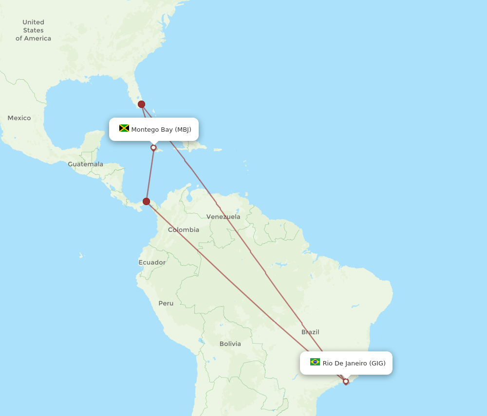 GIG-MBJ flight routes