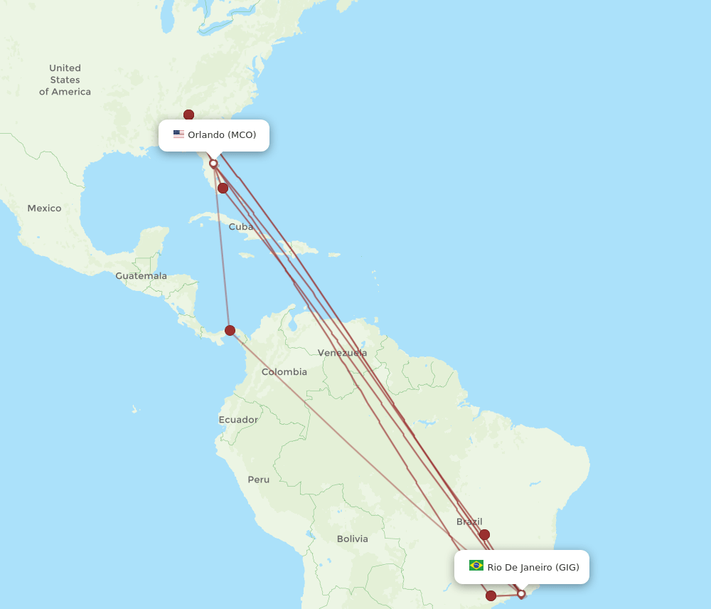 GIG-MCO flight routes