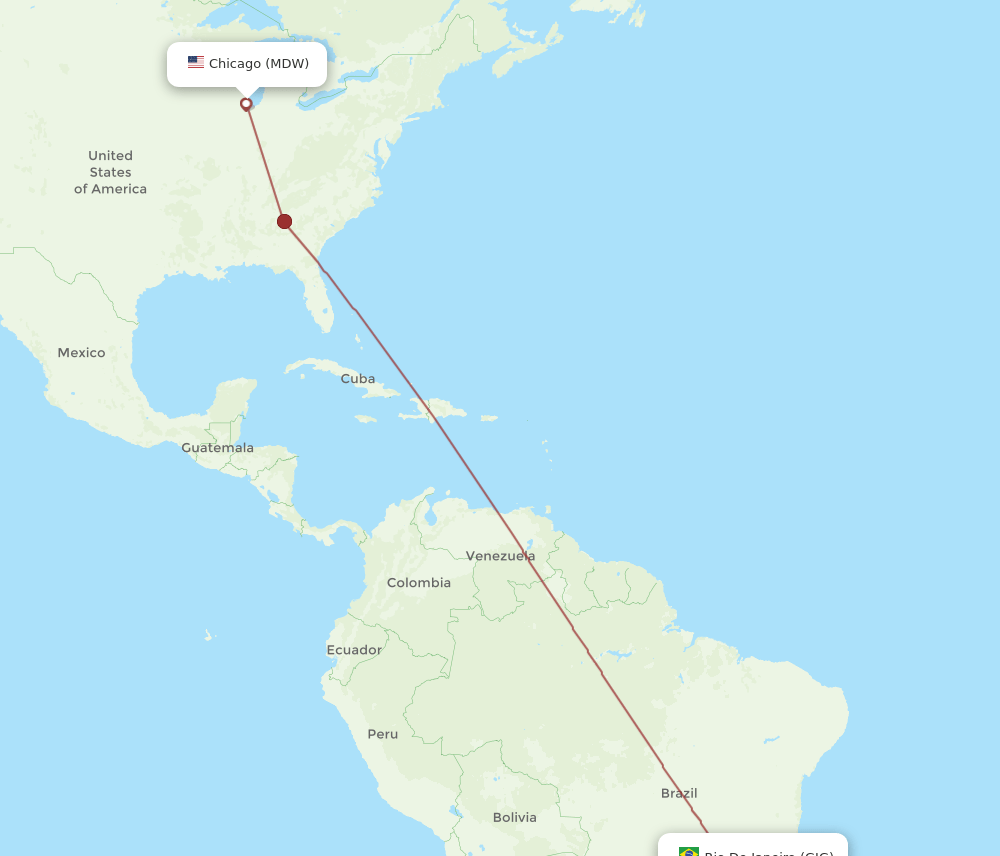 GIG to MDW flights and routes map
