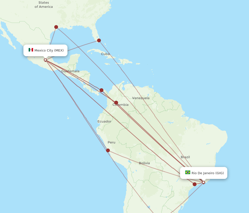 GIG-MEX flight routes
