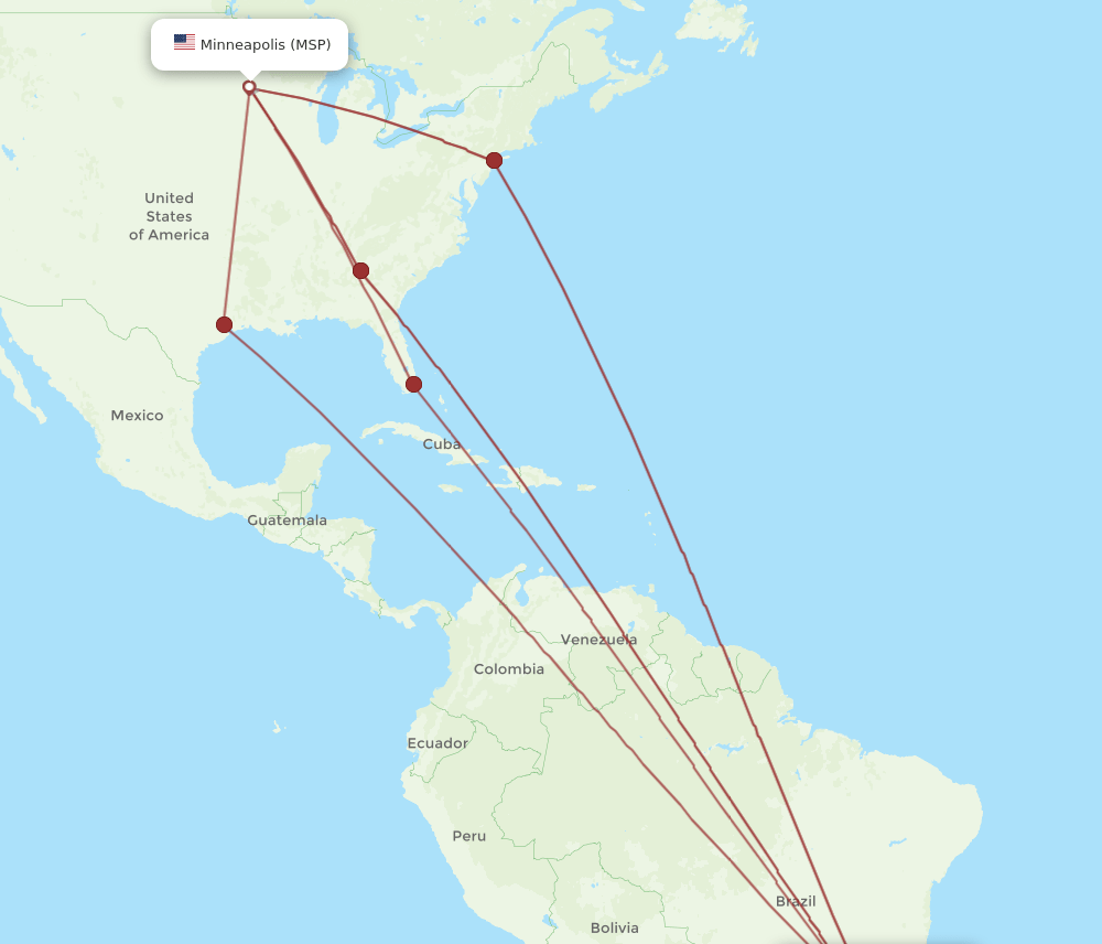 GIG-MSP flight routes
