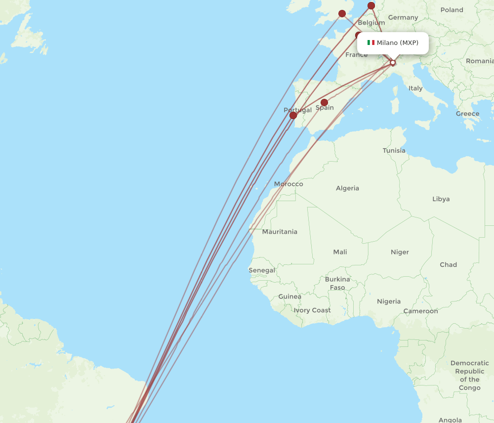 GIG-MXP flight routes
