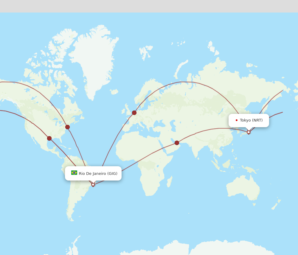 GIG to NRT flights and routes map
