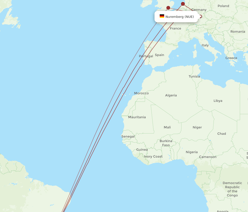 GIG-NUE flight routes