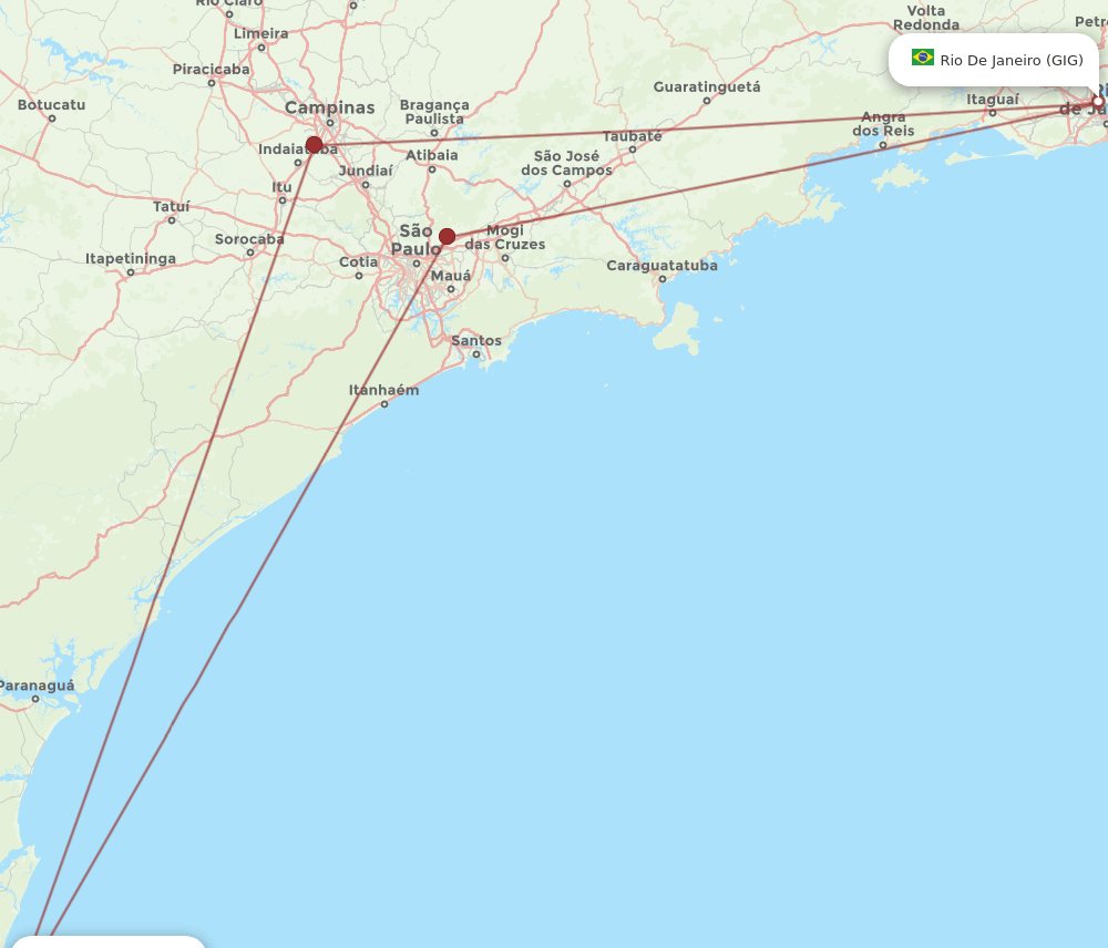 GIG to NVT flights and routes map