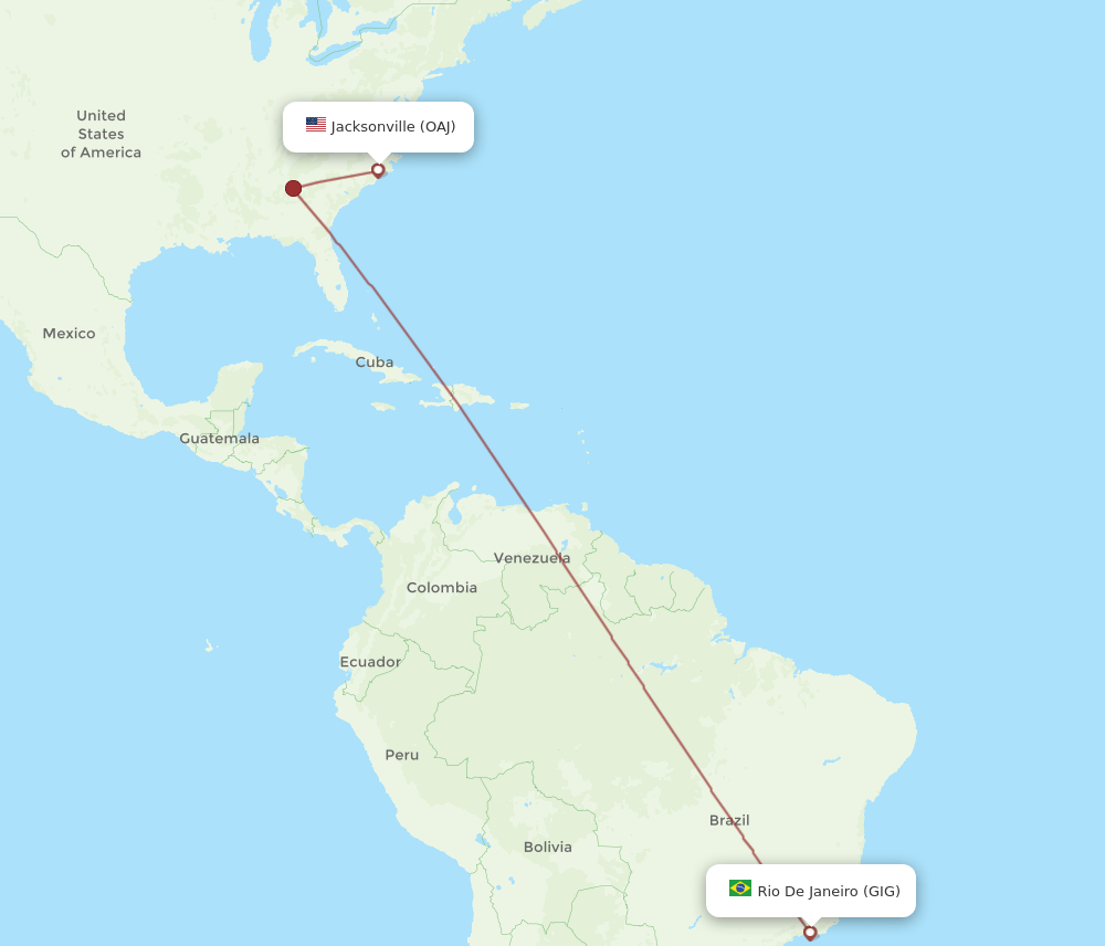 Richlands - Rio De Janeiro route map and flight paths