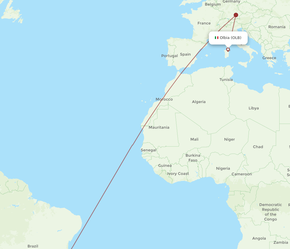 GIG-OLB flight routes