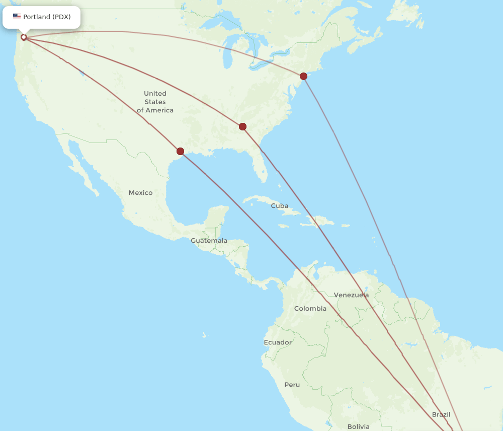 GIG-PDX flight routes